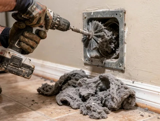 Certified Stanton Dryer Vent Cleaning technician performing dryer vent cleaning in Stanton